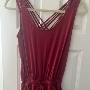 Red pant romper